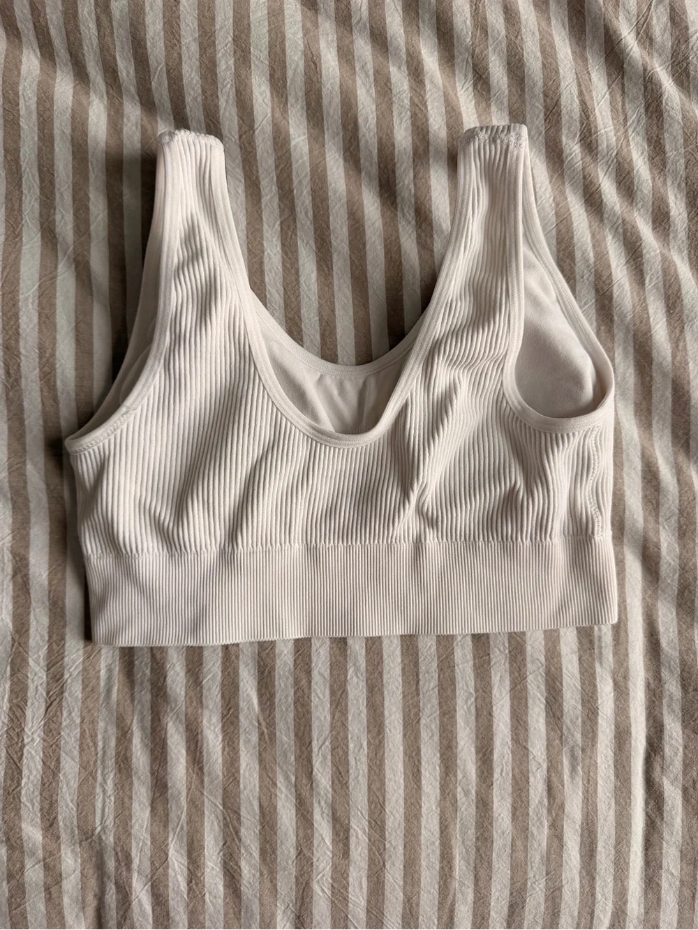 Aerie White Ribbed Scoop Bra